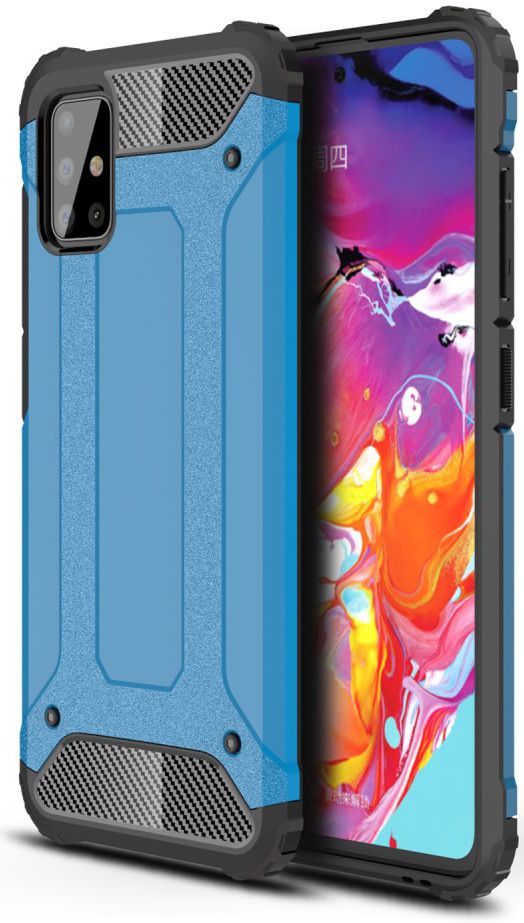 Samsung Galaxy A51 Hoesje Shock Proof Hybride Back Cover Blauw afbeelding 1