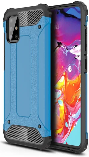 Samsung Galaxy A51 Hoesje Shock Proof Hybride Back Cover Blauw afbeelding 1