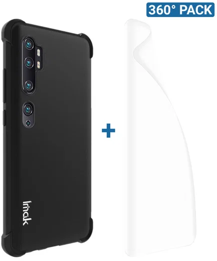IMAK Xiaomi Mi Note 10 Pro Hoesje TPU met Screenprotector Metaal Zwart afbeelding 1
