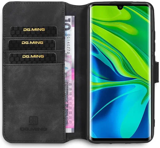 DG Ming Retro Portemonnee Xiaomi Mi Note 10 (Pro) Hoesje Zwart afbeelding 1