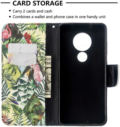 Nokia 6.2 / 7.2 Portemonnee Hoesje met Planten Print afbeelding 6