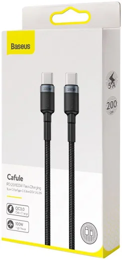 Baseus Cafule Series 100W PD2.0 Flash Charge USB-C Kabel 2m Grijs afbeelding 7