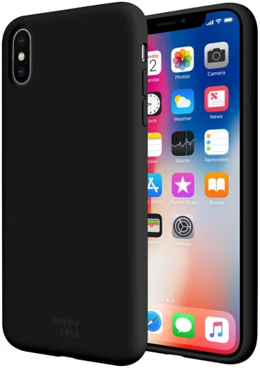 HappyCase Apple iPhone X(S) Siliconen Back Cover Hoesje Zwart afbeelding 1