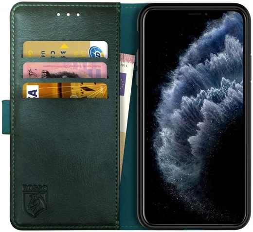 Rosso Element Apple iPhone 11 Pro Max Hoesje Book Cover Midnight Green afbeelding 1