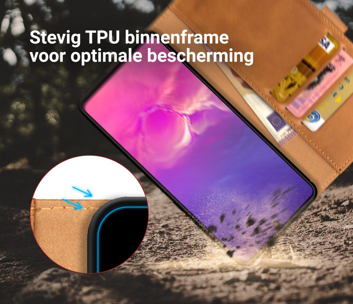 Rosso Element Samsung Galaxy S10 Lite Hoesje Book Cover Lichtbruin afbeelding 6