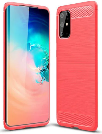Samsung Galaxy S20 Plus Hoesje Geborsteld TPU Rood afbeelding 5