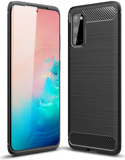 Samsung Galaxy S20 Hoesje Geborsteld TPU Flexibele Back Cover Zwart afbeelding 5