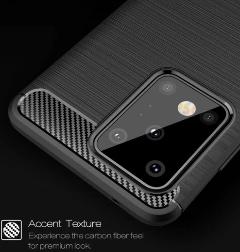 Samsung Galaxy S20 Ultra Geborsteld TPU Hoesje Zwart afbeelding 5