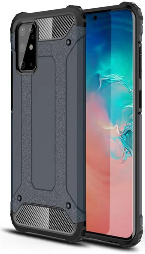 Samsung Galaxy S20 Plus Hoesje Shock Proof Hybride Back Cover Blauw afbeelding 1