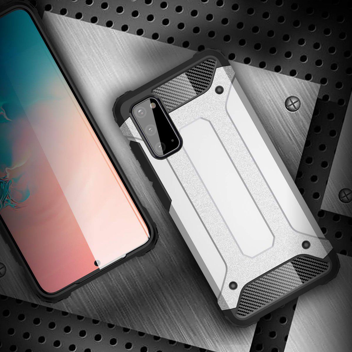 Samsung Galaxy S20 Shock Proof Hoesje Hybride Backcover Zwart afbeelding 8