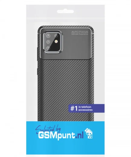 Samsung Galaxy Note 10 Lite Siliconen Carbon Hoesje Zwart afbeelding 2