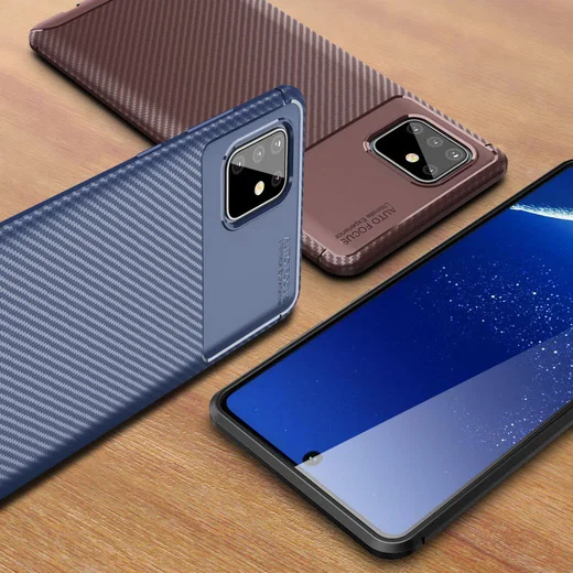 Samsung Galaxy Note 10 Lite Siliconen Carbon Hoesje Zwart afbeelding 5