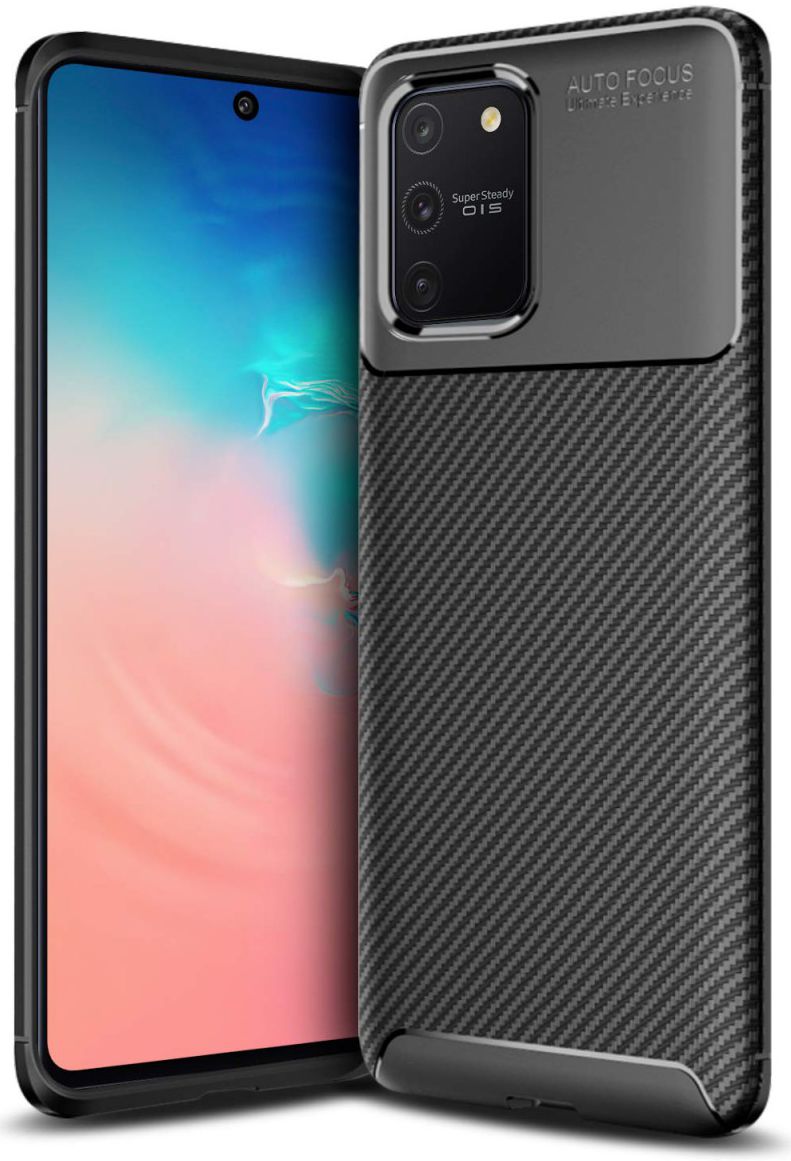 Samsung Galaxy S10 Lite Siliconen Carbon Hoesje Zwart afbeelding 1