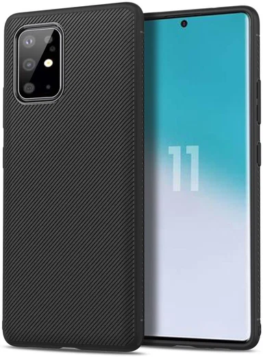Samsung Galaxy S20 Plus Hoesje Twill Slim Textuur Zwart afbeelding 1