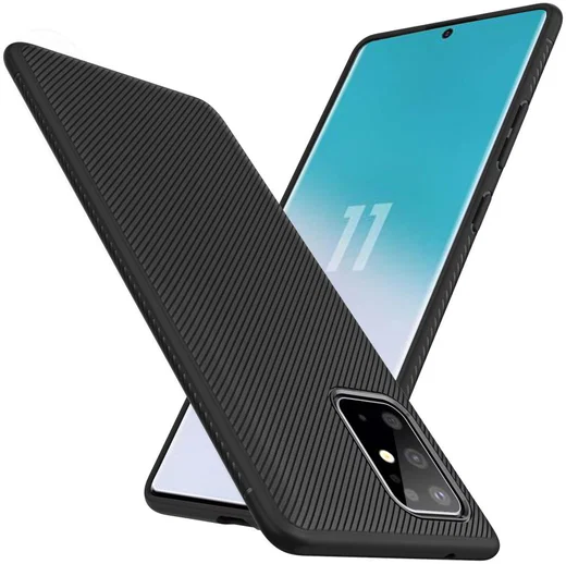Samsung Galaxy S20 Plus Hoesje Twill Slim Textuur Zwart afbeelding 4