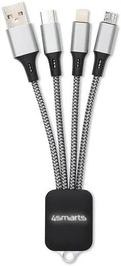 4Smarts GlowCord 3-in-1 Kabel Zilver afbeelding 1