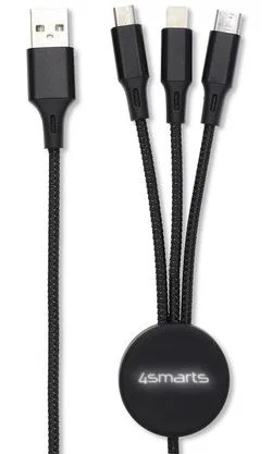 4Smarts GlowCord 3-in-1 Kabel 1 Meter Zwart afbeelding 1