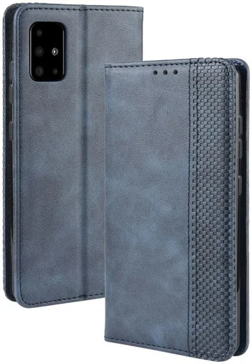 Samsung Galaxy A51 Book Case Hoesje Book Case Retro Wallet Blauw afbeelding 2