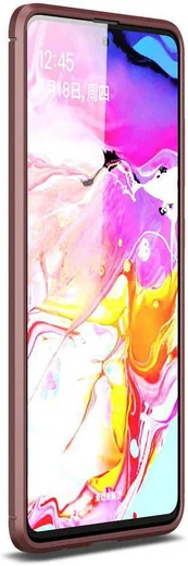 Samsung Galaxy A51 Hoesje Geborsteld Carbon Bruin afbeelding 2
