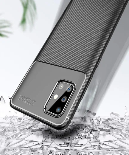 Samsung Galaxy A51 Hoesje Geborsteld Carbon Bruin afbeelding 10