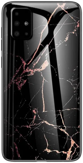 Samsung Galaxy A51 Hoesje Marmer Glass Zwart/Goud afbeelding 2