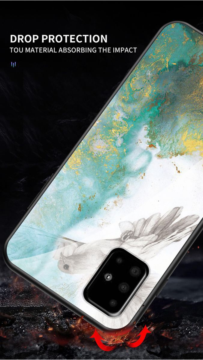 Samsung Galaxy A51 Hoesje Marmer Glass Zwart/Goud afbeelding 9