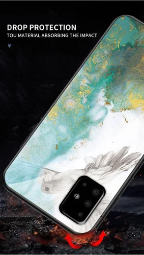 Samsung Galaxy A51 Hoesje Marmer Glass Zwart/Goud afbeelding 9