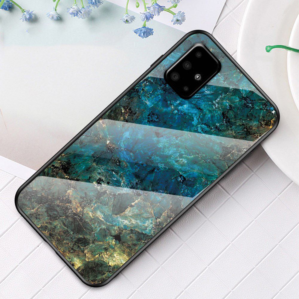 Samsung Galaxy A51 Hoesje Marmer Glass Blauw/Groen afbeelding 3