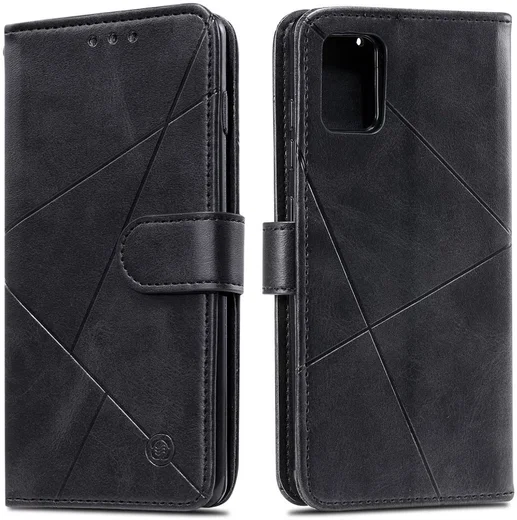 Samsung Galaxy A51 Hoesje Book Case Wallet Design Lines Zwart afbeelding 8