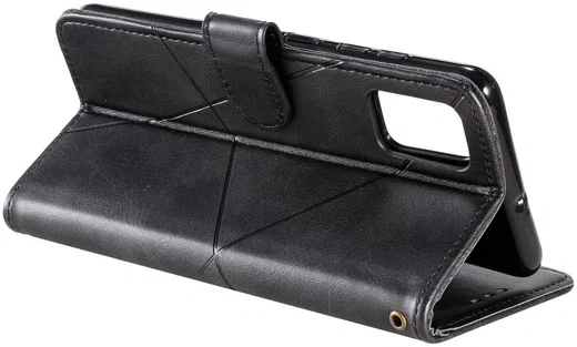 Samsung Galaxy A51 Hoesje Book Case Wallet Design Lines Zwart afbeelding 3