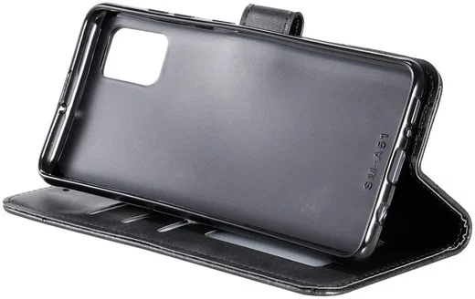 Samsung Galaxy A51 Hoesje Book Case Wallet Design Lines Zwart afbeelding 4