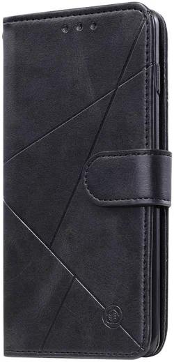 Samsung Galaxy A51 Hoesje Book Case Wallet Design Lines Zwart afbeelding 5