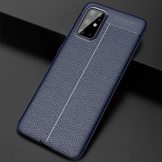 Samsung Galaxy S20 Plus Hoesje TPU Leer Design Blauw afbeelding 3
