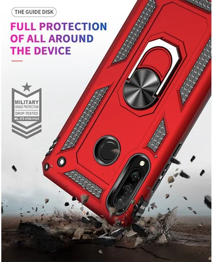 Huawei P30 Lite Hybride Hoesje met Kickstand Rood afbeelding 2