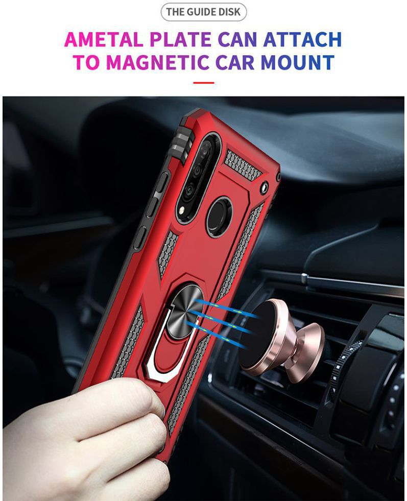 Huawei P30 Lite Hybride Hoesje met Kickstand Rood afbeelding 4