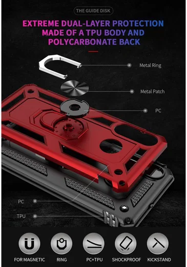 Huawei P30 Lite Hybride Hoesje met Kickstand Rood afbeelding 6