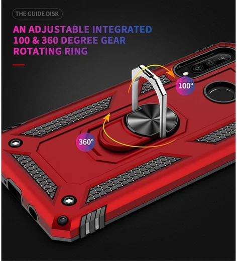 Huawei P30 Lite Hybride Hoesje met Kickstand Rood afbeelding 9