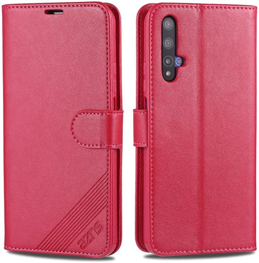 AZNS Huawei Honor 20S / Honor 20/nova 5T Portemonnee Stand Hoes Rood afbeelding 3