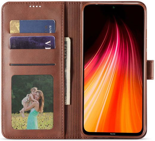 Xiaomi Redmi Note 8 Portemonnee Met Stand Bookcase Hoesje Bruin afbeelding 1