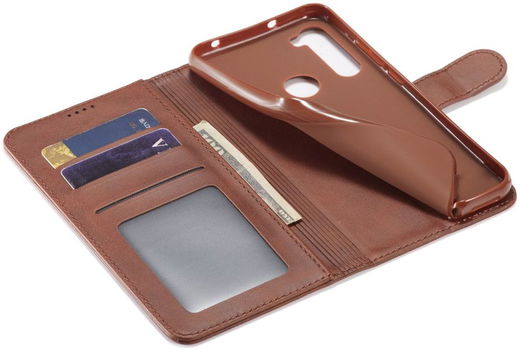 Xiaomi Redmi Note 8 Portemonnee Met Stand Bookcase Hoesje Bruin afbeelding 7