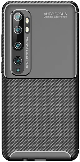 Xiaomi Mi Note 10 (Pro) Siliconen Carbon Hoesje Zwart afbeelding 2
