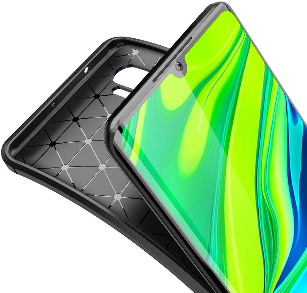 Xiaomi Mi Note 10 (Pro) Siliconen Carbon Hoesje Zwart afbeelding 4