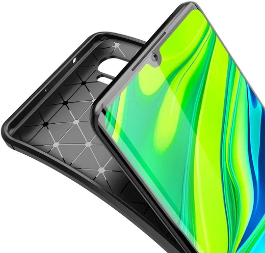Xiaomi Mi Note 10 (Pro) Siliconen Carbon Hoesje Zwart afbeelding 4