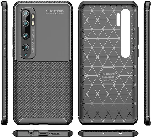 Xiaomi Mi Note 10 (Pro) Siliconen Carbon Hoesje Zwart afbeelding 8