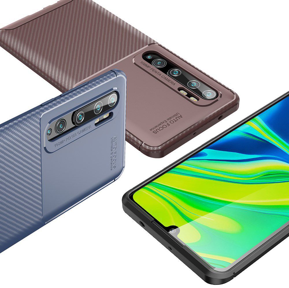 Xiaomi Mi Note 10 (Pro) Siliconen Carbon Hoesje Blauw afbeelding 2