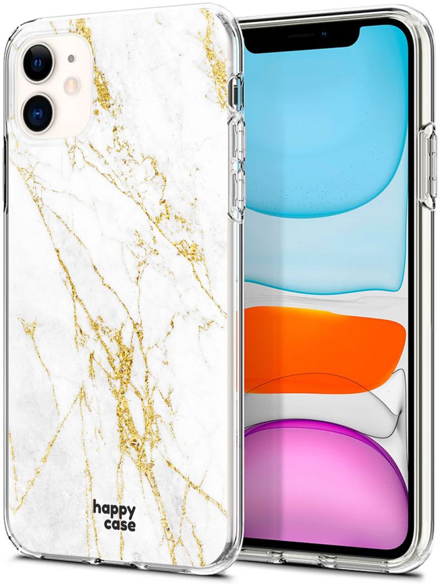 HappyCase Apple iPhone 11 Hoesje Flexibel TPU Wit Marmer Print afbeelding 2