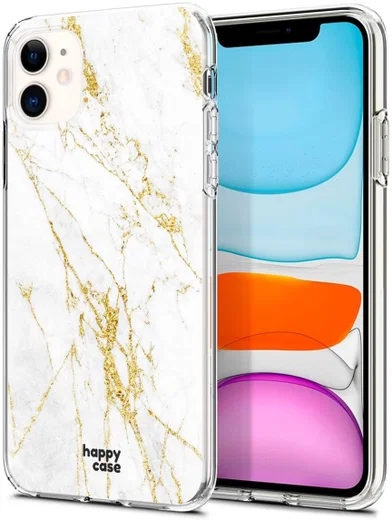 HappyCase Apple iPhone 11 Hoesje Flexibel TPU Wit Marmer Print afbeelding 2