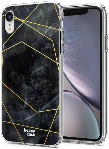 HappyCase Apple iPhone XR Hoesje Flexibel TPU Zwart Marmer Print afbeelding 2