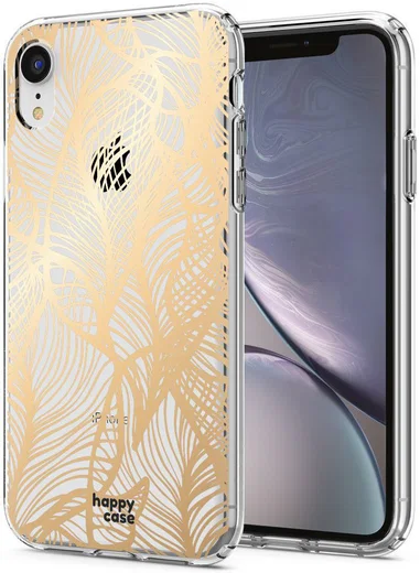 HappyCase Apple iPhone XR Hoesje Flexibel TPU Golden Leaves Print afbeelding 2