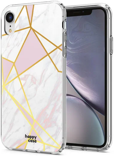 HappyCase Apple iPhone XR Hoesje Flexibel TPU Roze Marmer Print afbeelding 2
